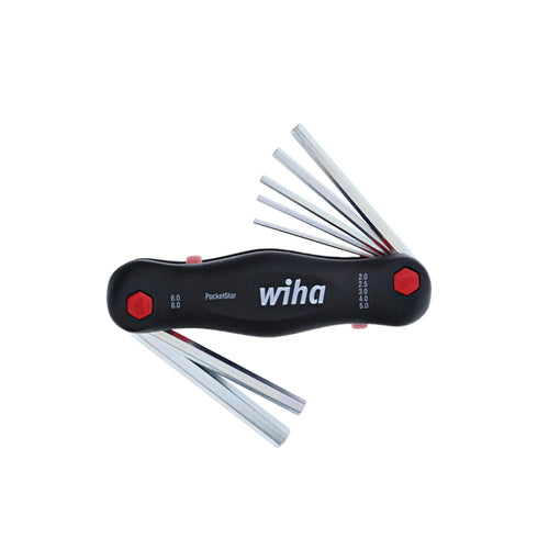 Wiha 35195 Metric Pocket Star Fold Up Key Set with Large Ergo Handle , 7-Piece