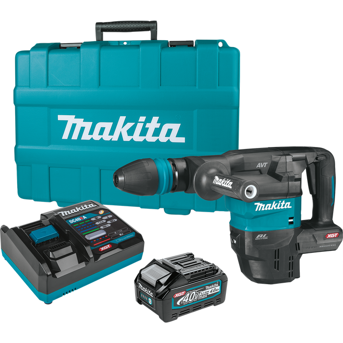 Makita 40V Max XGT Brushless Cordless 15 lb. SDS‑MAX AVT Demolition Hammer Kit, AWS Capable (4.0Ah)