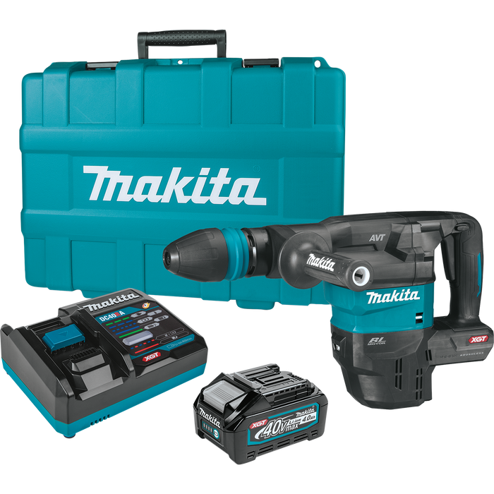Makita GMH01M1 40V Max XGT Brushless Cordless 15 lb. SDS‑MAX AVT Demolition Hammer Kit, AWS Capable (4.0Ah)