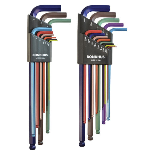 Bondhus 69600 Ball End DoublePK L-Wrench Set with ColorGuard, 22 Piece