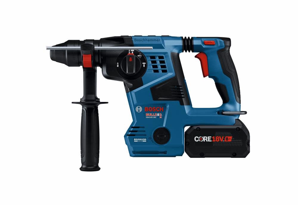 Bosch 18V Connected-Ready SDS-Plus Bulldog 1-1/8 In. Rotary Hammer with 2ct. CORE 18V 8Ah Batteries