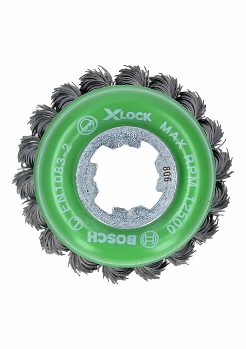 Bosch 3 In. Wheel Dia. X-LOCK Arbor Stainless Steel Knotted Wire Single Row Cup Brush