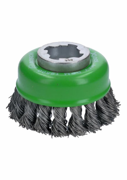 Bosch 3 In. Wheel Dia. X-LOCK Arbor Stainless Steel Knotted Wire Single Row Cup Brush