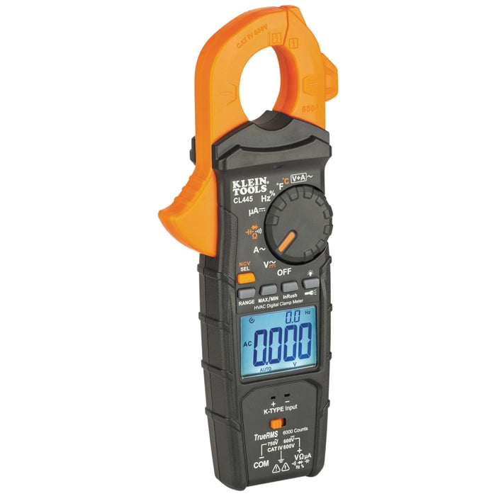 Klein Tools CL445 HVAC Clamp Meter, Auto-Ranging TRMS, NCVT, Measures Voltage, Current, Temperature, Micro Amps, InRush and More