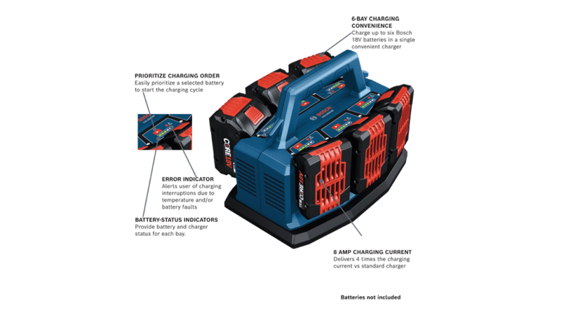 Bosch (GAL18V6-80) 18V 6-Bay Lithium-Ion Fast Battery Charger