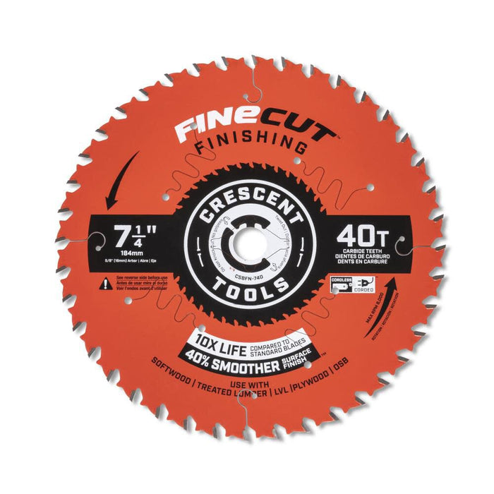 Crescent CSBFN-740 Circular Saw Blade 7-1/4'' x 40-Tooth Fine Cut Finishing