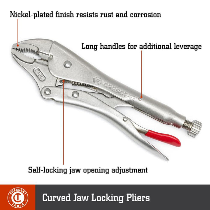 Crescent 3 Piece Curved Jaw Locking Pliers with Wire Cutter Set - CLP3SETN-08