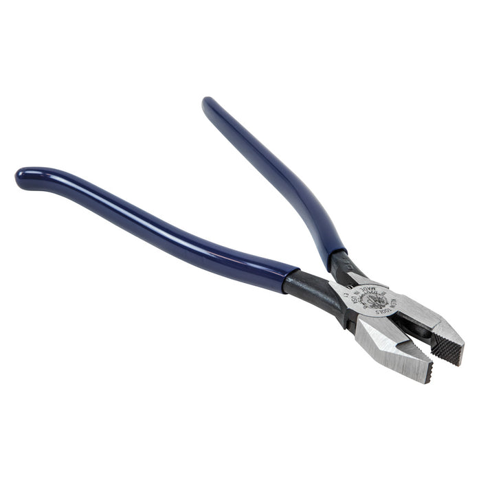 Klein Tools D201-7CST Ironworker Pliers, Spring Loaded Side Cutters, Twists and Cuts Annealed Rebar Tie Wire, Heavy-duty Knurled Jaws, 9-Inch Long