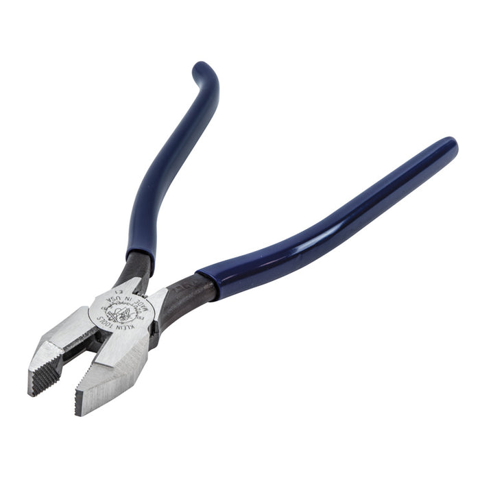 Klein Tools D201-7CST Ironworker Pliers, Spring Loaded Side Cutters, Twists and Cuts Annealed Rebar Tie Wire, Heavy-duty Knurled Jaws, 9-Inch Long