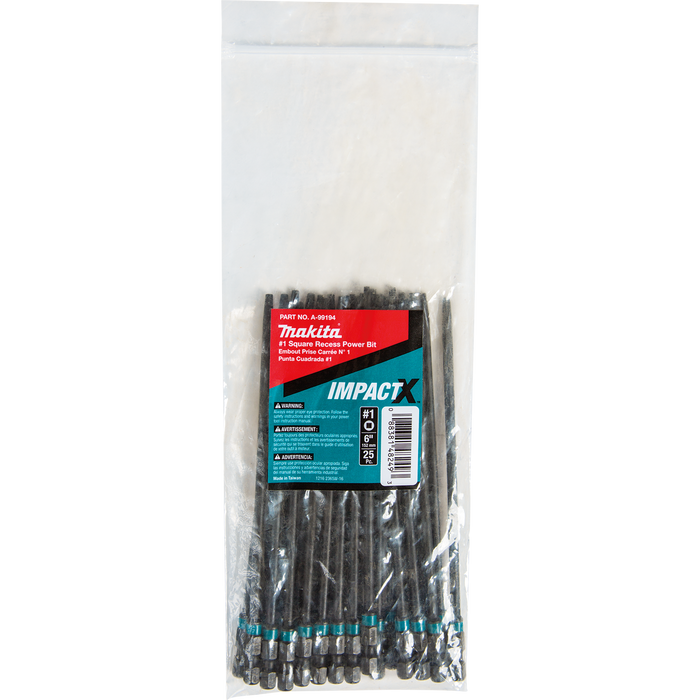 Makita ImpactX️ #1 Square Recess 6″ Power Bit