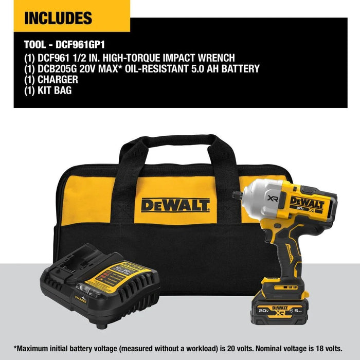 DeWALT DCF961GP1 20V MAX 1/2 XR High Torque Impact Wrench Kit