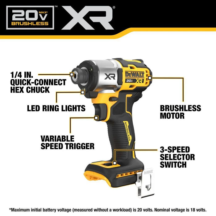 DeWALT 20V DCF845P2 MAX XR 1/4 In. Impact Driver Kit