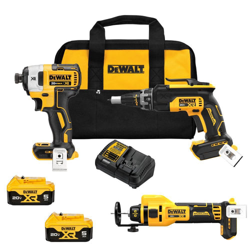 DeWALT 20V MAX XR Brushless Drywall 3-Tool Combo Kit (5.0Ah)