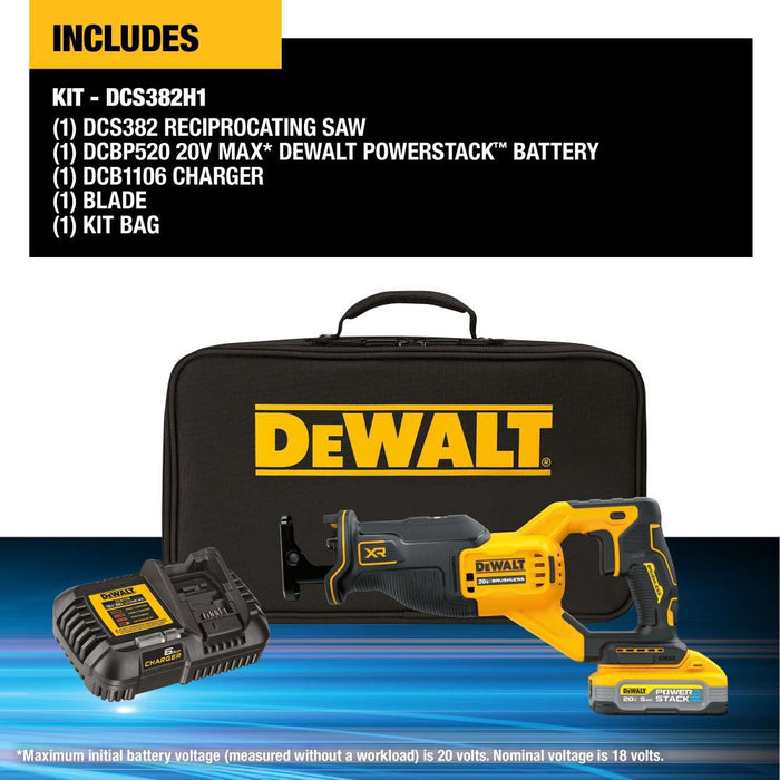 DeWALT (DCS382H1) 20V MAX XR Reciprocating Saw Kit