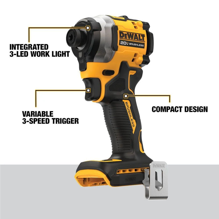 DeWALT DCF850E1 ATOMIC Brushless Cordless 1/4 In. 3-Speed Impact Driver with POWERSTACK Compact Battery