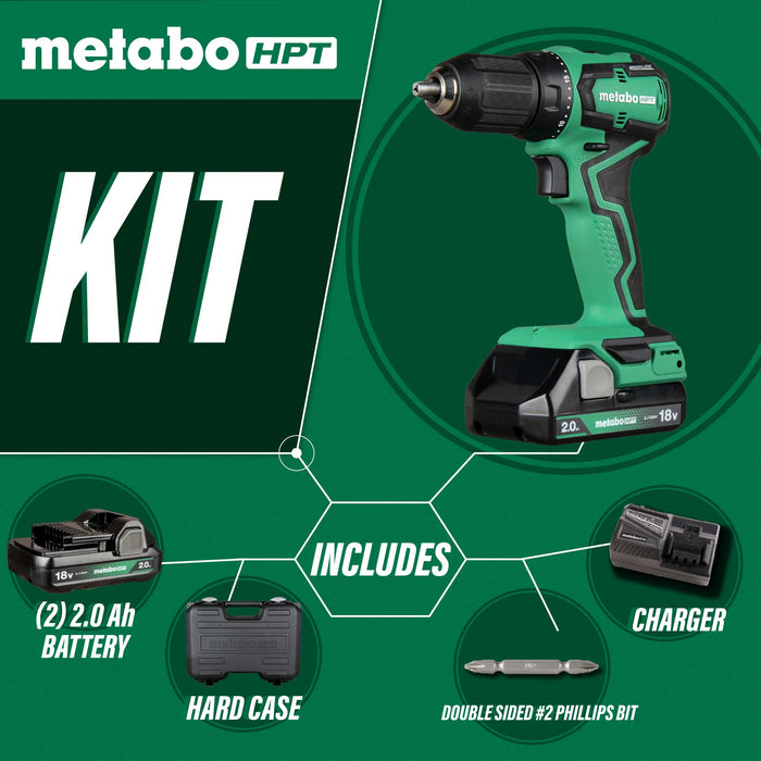 Metabo HPT 18V Sub-Compact Driver Drill (2.0Ah x2)