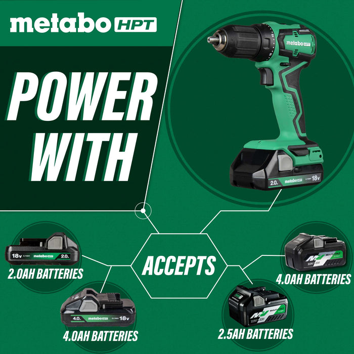 Metabo HPT 18V Sub-Compact Driver Drill (2.0Ah x2)