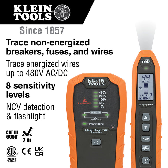 Klein Tools ET450 Advanced Electrical Circuit Breaker Finder and Wire Tracer Kit and Case