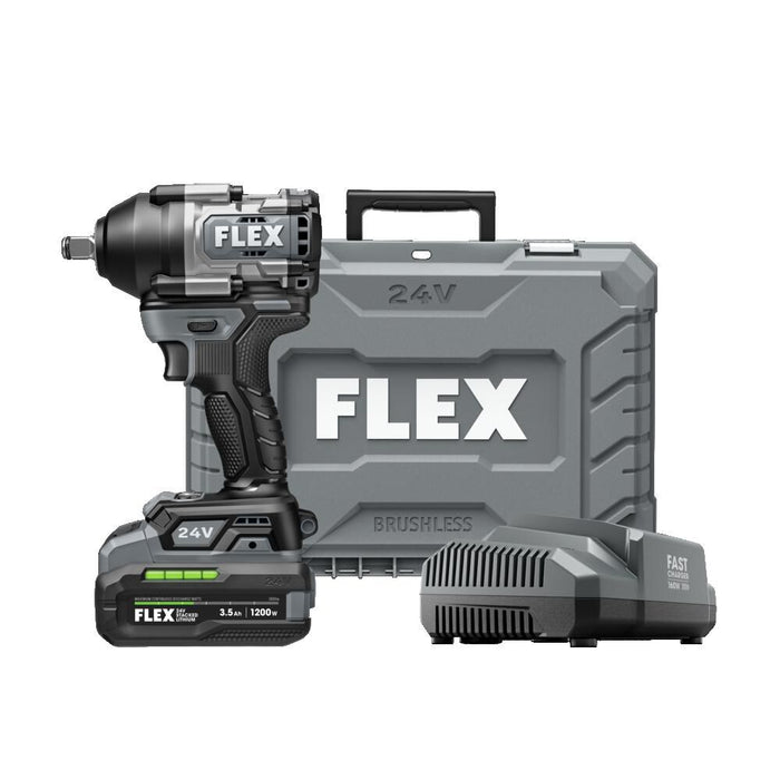 FLEX 24V Brushless Cordless 1/2-Inch 750 Ft-Lbs Mid-Torque Impact Wrench Kit