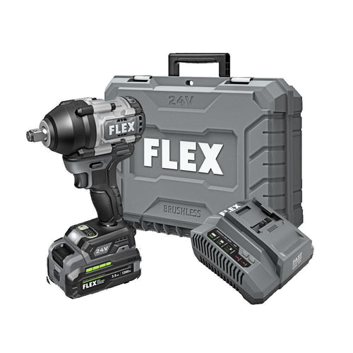 FLEX 24V Brushless Cordless 1/2-Inch 750 Ft-Lbs Mid-Torque Impact Wrench Kit