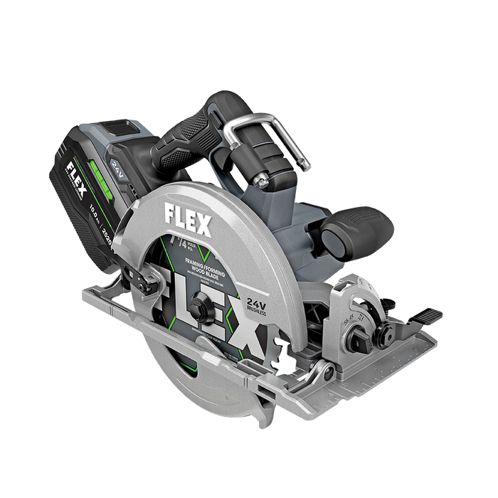 FLEX 24V 7-1/4 In. Top Handle Brushless Cordless Circular Saw w/10Ah Lithium-Ion Battery
