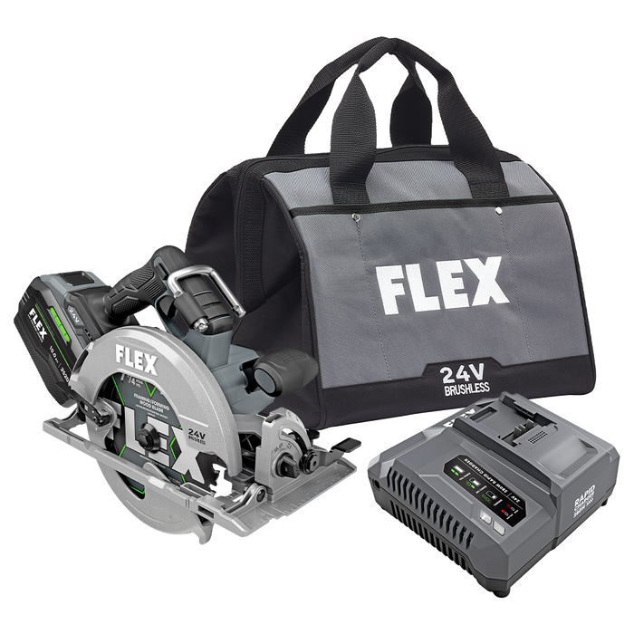 FLEX 24V 7-1/4 In. Top Handle Brushless Cordless Circular Saw w/10Ah Lithium-Ion Battery