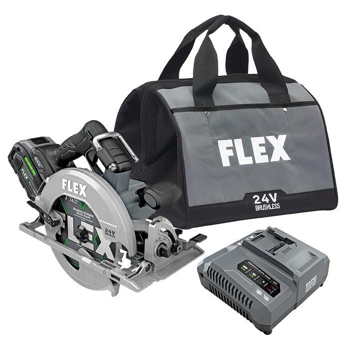 FLEX 24V 7-1/4 In. Top Handle Brushless Cordless Circular Saw w/8Ah Lithium-Ion Battery