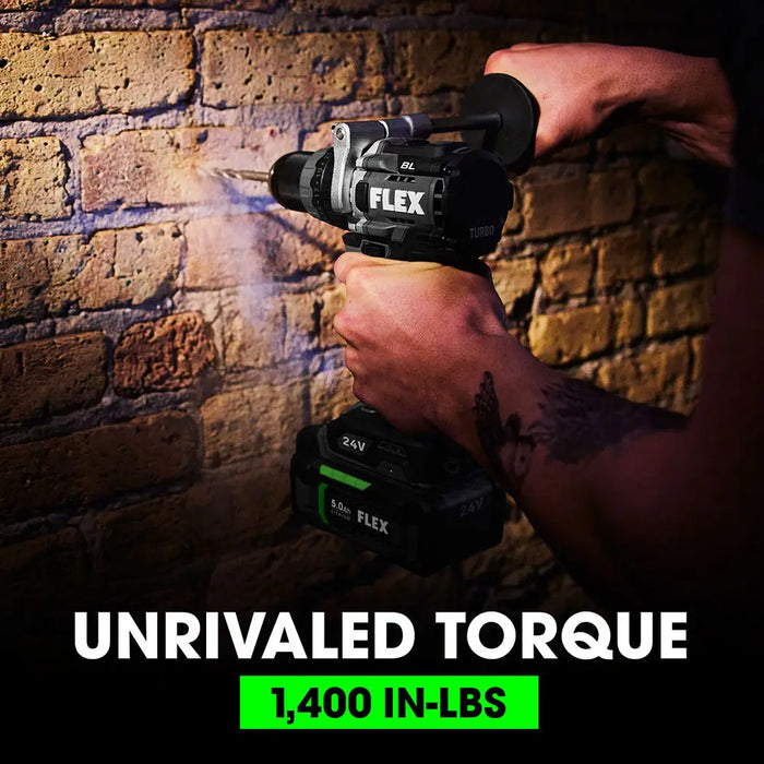 FLEX Hammer Drill with Turbo Mode and Quick Eject Impact Driver Kit