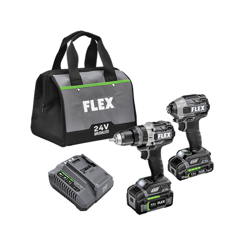 FLEX Hammer Drill with Turbo Mode and Quick Eject Impact Driver Kit