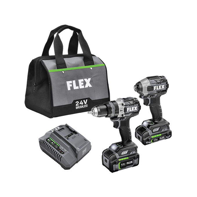 FLEX Hammer Drill with Turbo Mode and Quick Eject Impact Driver Kit