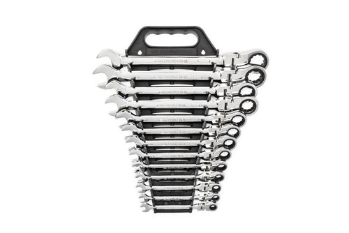 GEARWRENCH 13 Pc 72-Tooth 12 Point Flex Ratcheting Combination SAE Wrench Set -9702D