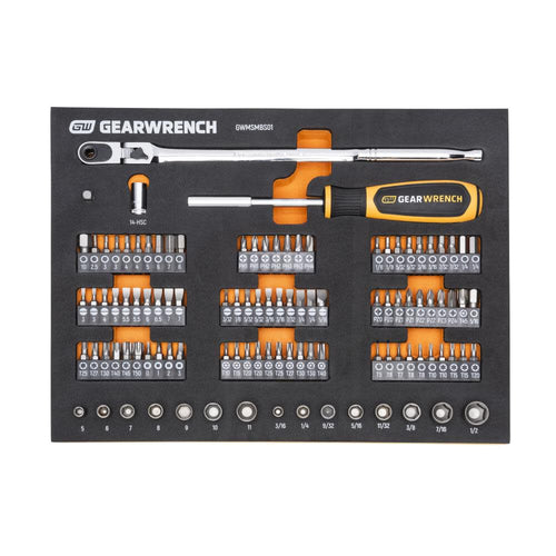 GEARWRENCH 105 Piece 1/4� Drive Slim Head Mechanics Tool Set in Foam Storage Tray - GWMSMBS01