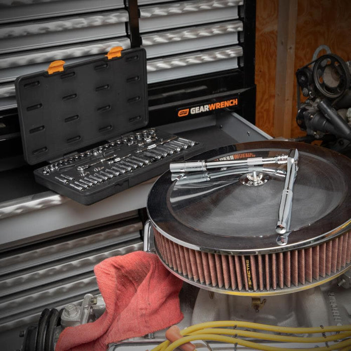 GEARWRENCH 53 Piece 1/4", 3/8" Metric 6 Point SAE Standard & Deep Mechanics Tool Set - 89091