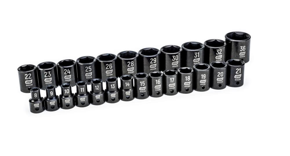 19 Pc. 1/2" Drive 6 Point SAE Impact Socket Set