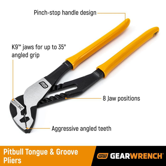 GEARWRENCH 8 Inch Straight Jaw Dipped Handle Tongue and Groove Plier - 82169