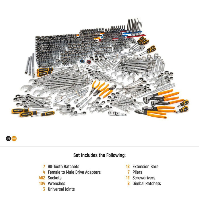 GEARWRENCH MEGAMOD 614-Piece Master Mechanics Hand Tool Set with Modular Foam Trays and Mobile Work Station