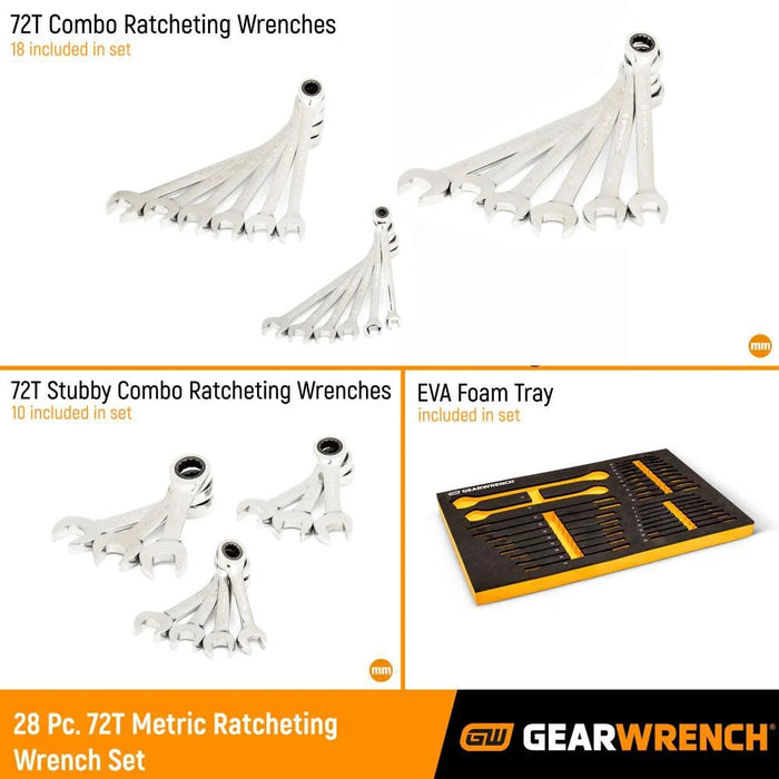 GEARWRENCH Metric Ratcheting Wrench Set 28pc 86527