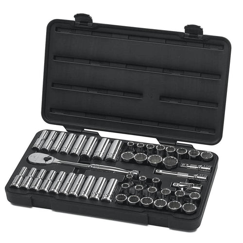 GEARWRENCH 49 Pc. 1/2" Drive 12 Pt. Mechanics Tool Set, Standard & Deep, SAE/Metric - 80701