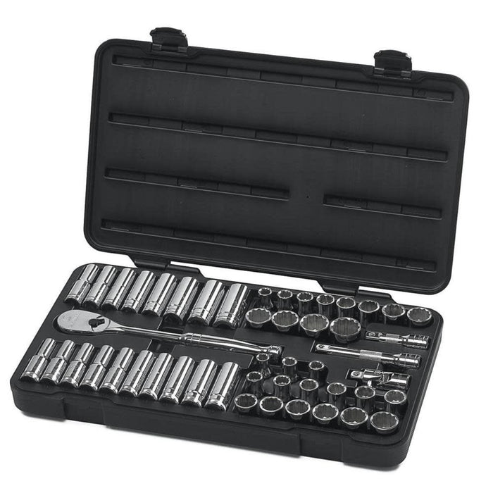 GEARWRENCH 49 Pc. 1/2" Drive 12 Pt. Mechanics Tool Set, Standard & Deep, SAE/Metric - 80701