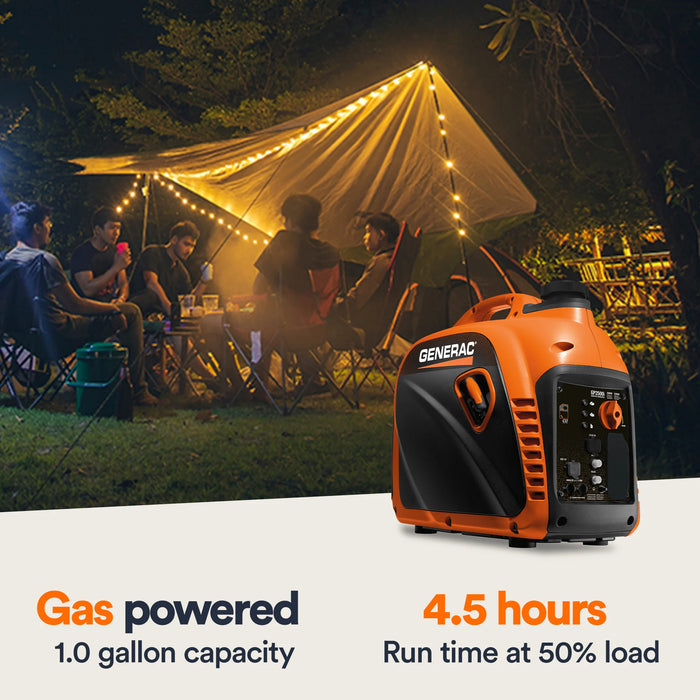 Generac 82512 Gas Powered 49-State Portable Inverter Generator with COsense Technology, 2,500 Watt