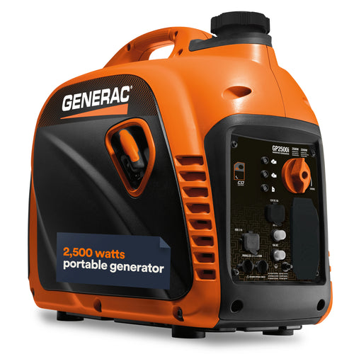 Generac 82512 Gas Powered 49-State Portable Inverter Generator with COsense Technology, 2,500 Watt