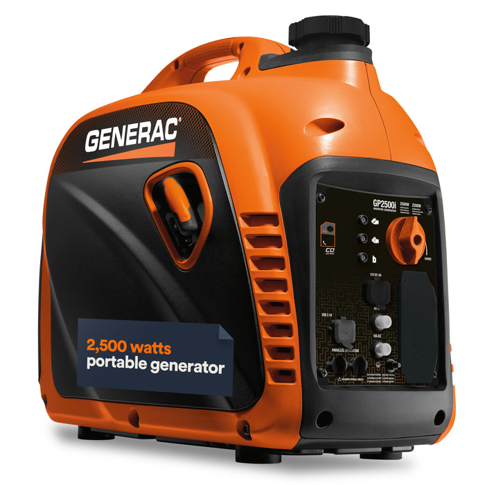Generac 82512 Gas Powered 49-State Portable Inverter Generator with COsense Technology, 2,500 Watt