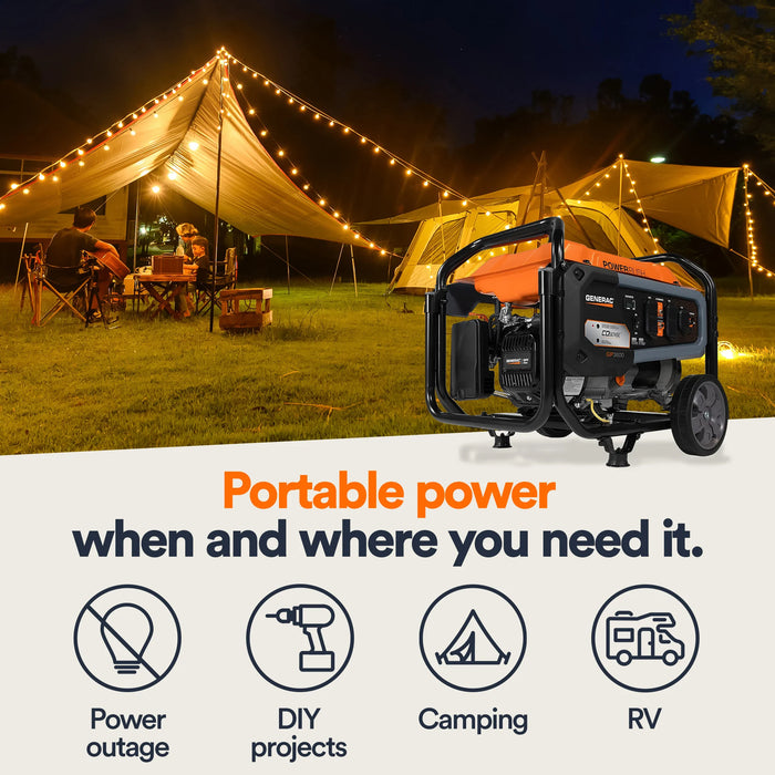 Generac 7721 Portable Generator, 3600W, With COsense, 49ST