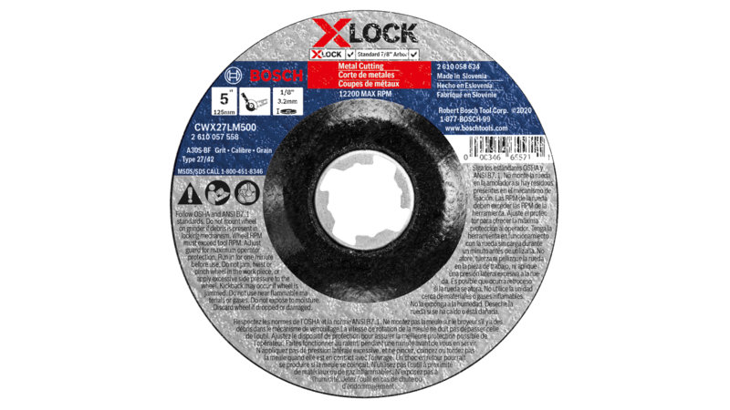 Bosch (CWX27LM500) 5 In. x 1/8 In. X-LOCK Arbor Type 27A (ISO 42) 30 Grit Metal Cutting and Grinding Abrasive Wheel