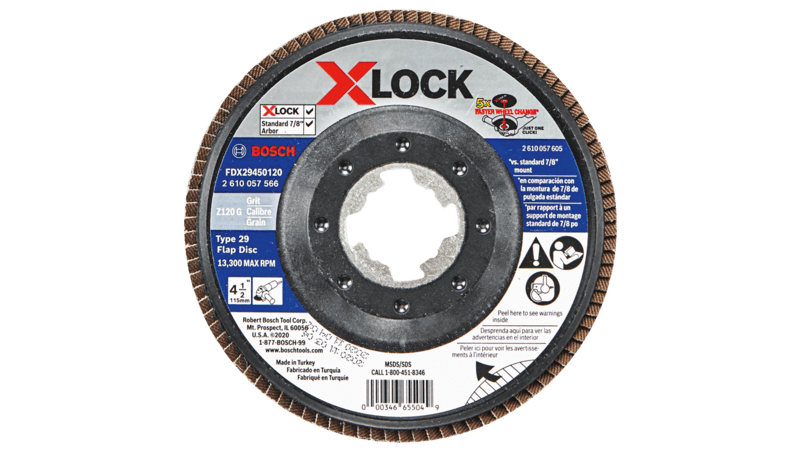 Bosch (FDX29450120) 4-1/2 In. X-LOCK Arbor Type 29 120 Grit Flap Disc