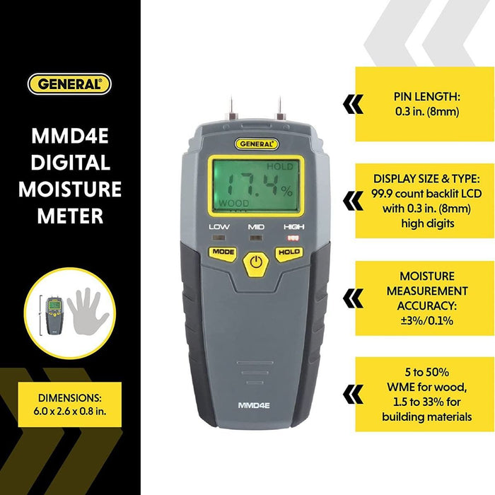 General Tools Pin-Type LCD Moisture Meter