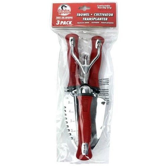 Garden Weasel 3-Piece Hand Tool Combo Set | Trowel, Transplanter and Cultivator | Heavy Duty Lawn and Garden Set, Digging, Planting, and Weeding
