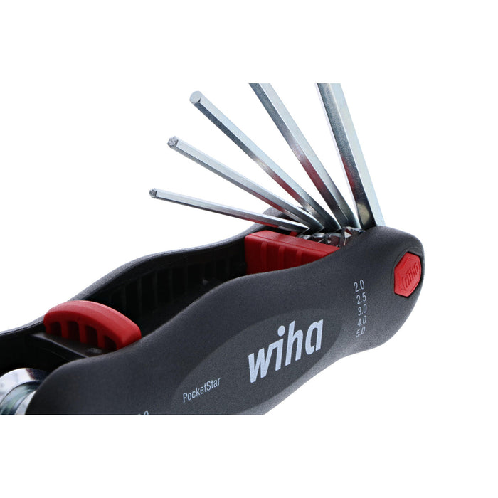 Wiha 35195 Metric Pocket Star Fold Up Key Set with Large Ergo Handle , 7-Piece