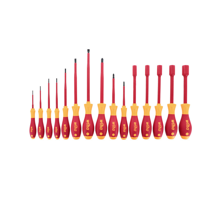 Wiha 32190 Slotted, Phillips and Inch Insulated Screwdriver Set, 1000 Volt, 15 Piece