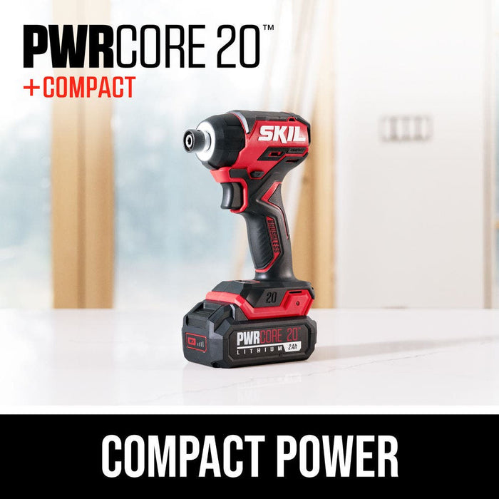 SKIL PWRCORE 20 Brushless 20V Compact Drill Driver and Impact Driver Kit